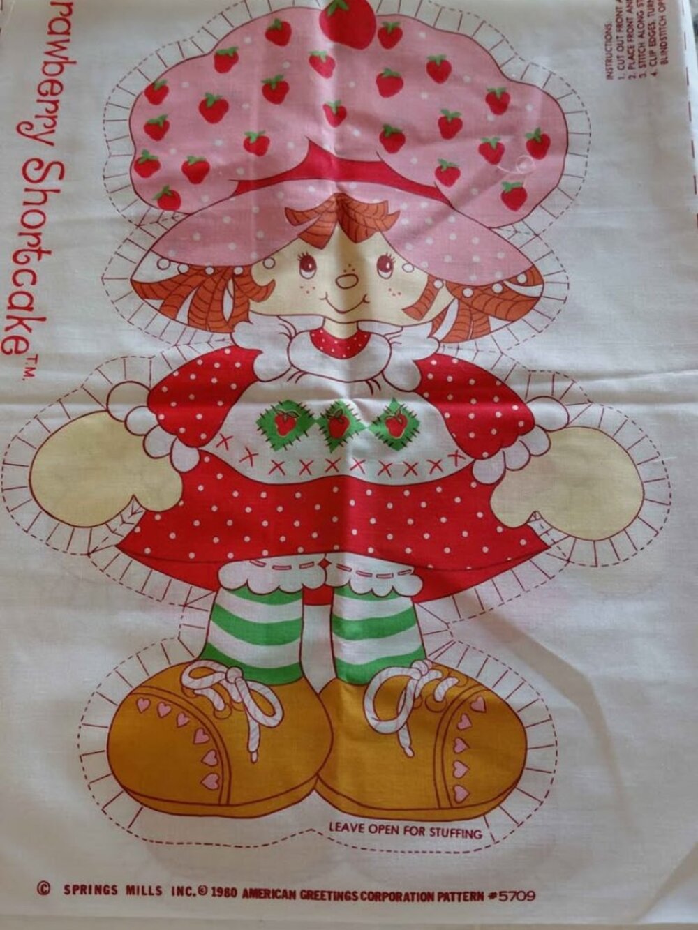 Vintage 1980 Strawberry Shortcake Cut & Sew Pillow Panel – Set of 2